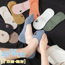 Socks Womens boat socks ins tide pure cotton shallow mouth non-slip can not fall off with summer thin summer low-cut invisible socks