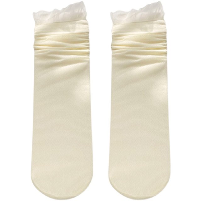 Lace mesh socks long mid-calf socks women's mid-calf socks spring and summer pure cotton thin ins trendy glass silk Japanese jk pile socks