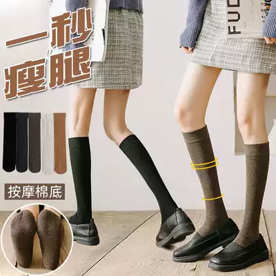 Socks female calf socks spring and autumn thin Japanese tide ins thin leg pressure stockings breathable long summer bubble socks