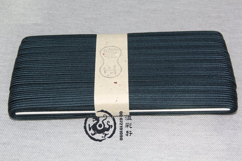 Japan imported samurai navy shank with shank roll handle rope positive silk 1CM wide ink green (RMB66  1 m)