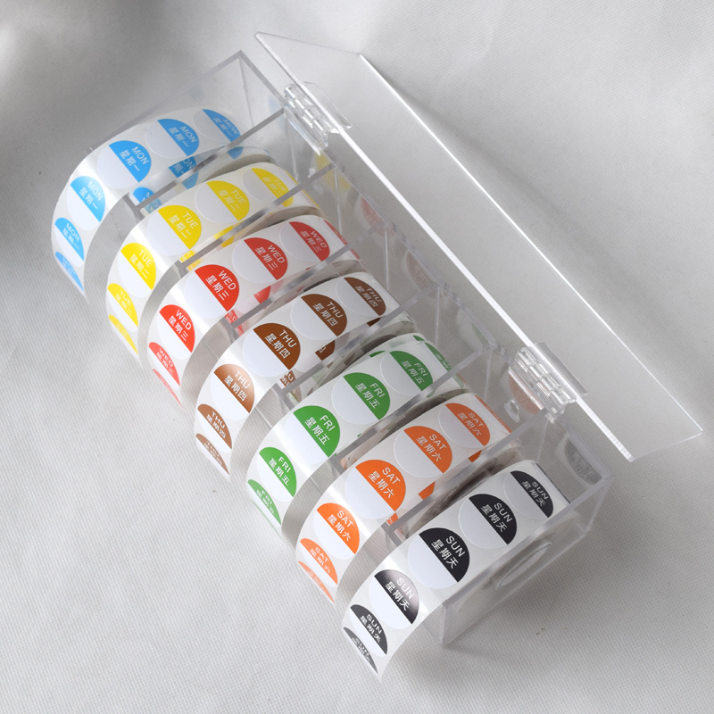 Weekly Label Stickers Hotel Catering Food Hygiene Expiration Date Stickers Kfc Colorful Time Strip Label Distribution Box