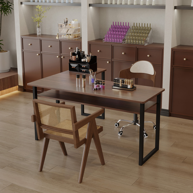 New Corner Manicure Table and Chair Set Combination for Nail Salon Manicure Station Studio Single or Double Retro Manicure Table