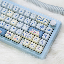 MDA keycap blue meow meow Topic ball hat PBT cat cat cute heat sublimation 64 68 68 84 84 87 98108
