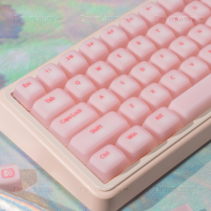 Nuojiji 2.0 Nail Art Silicone Keycaps Jelly Pudding Skin-Friendly Soft Double-Layer Translucent Pink Mechanical Keyboard