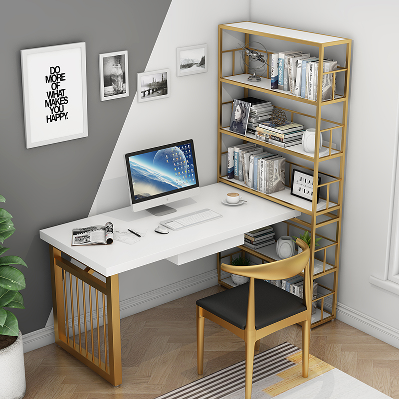 Nordic Solid Wood Simple Iron Art Corner Computer Desk Desktop Home Study Bedroom Desk Bookshelf Combination Integrated Desk Nordic Solid Wood Simple Iron Art Corner Computer Desk Desktop Home Study Bedroom Desk Bookshelf Combination Integrated Desk