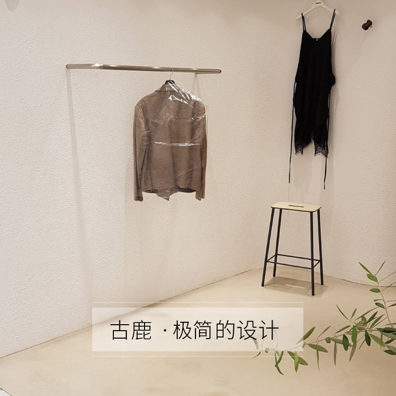 Clothing Shop Show Rack Upper Wall Hanging Clothes Rod Wall-mounted Display Women's Clothing Store Shelves Gold Stainless Steel Clothes Racks