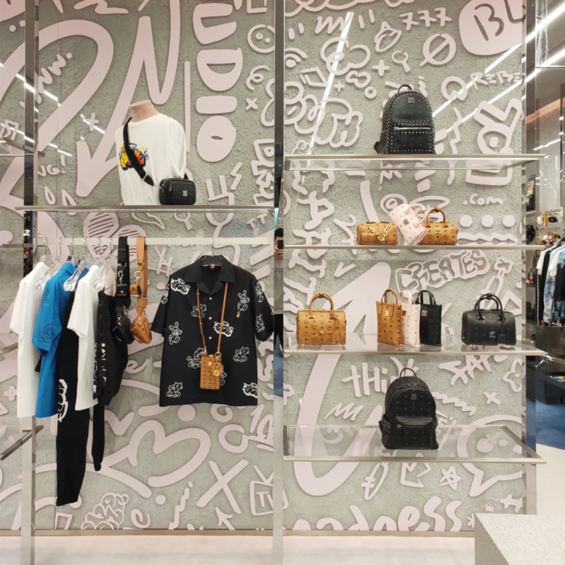 Clothing Store Show Shelf Display Rack Upper Wall Hanging Stainless Steel Silver Hanging Clothes Hanger Children's Clothing Shop Shelves