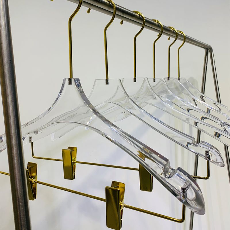 Clothing store acrylic transparent clothing support high-grade crystal hanger pants rack clip high-grade non-slip non-slip wedding dress hanging hanger