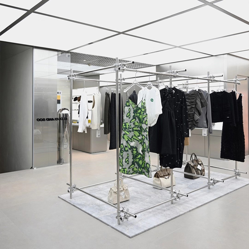 Clothing store display stand floor-to-ceiling display stand side-hanging Nakajima is hanging stainless steel scaffolding buyer's shop clothes rail