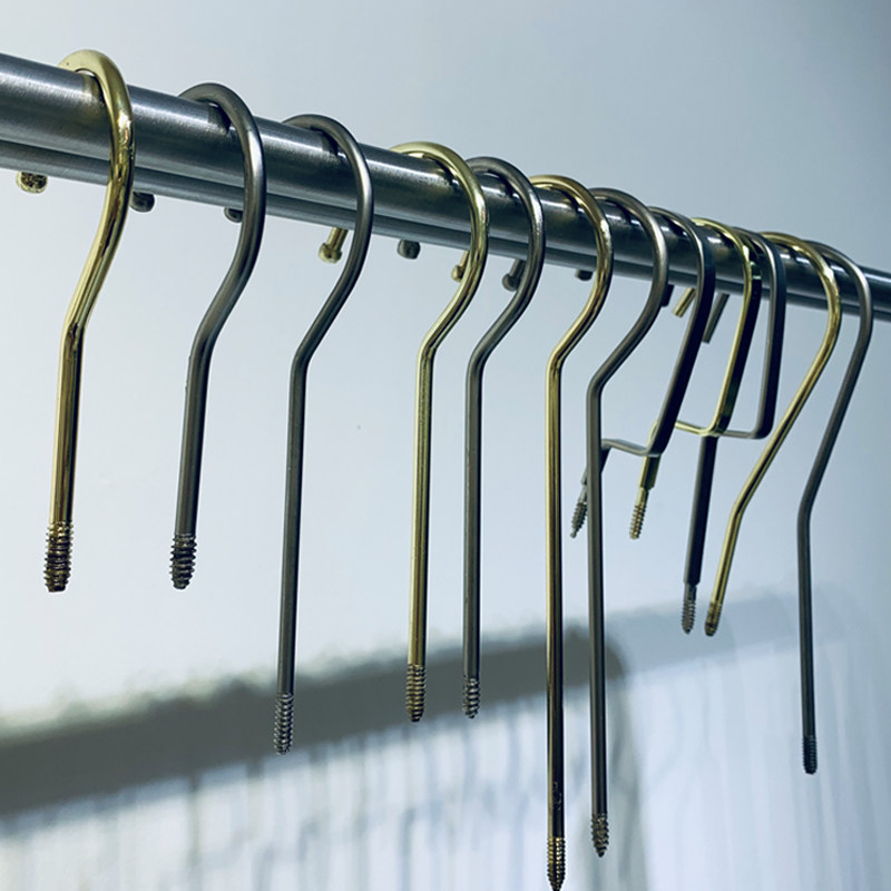 Hanger hook high-grade log color hanger prop accessories men and women round flat S hook lengthened metal hanging S hook trouser rack