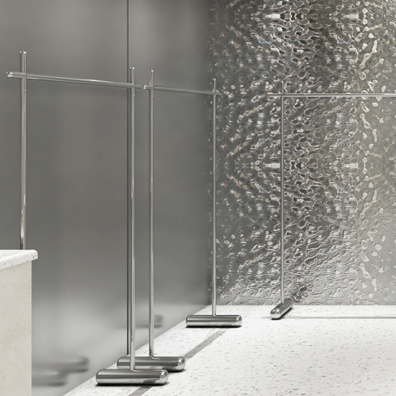 Clothing store display rack display shelf floor-to-ceiling stainless steel hanging hanger mid-island side hanging net red women's clothing store shelves