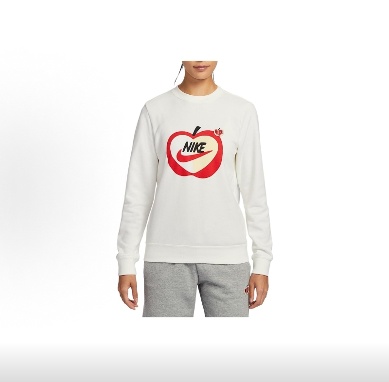 Nike Long-Sleeved Apple Pullover Comfortable and Soft Long-Sleeved T-Shirt for Women, White Nike Long-Sleeved Apple Pullover Comfortable and Soft Long-Sleeved T-Shirt for Women, White