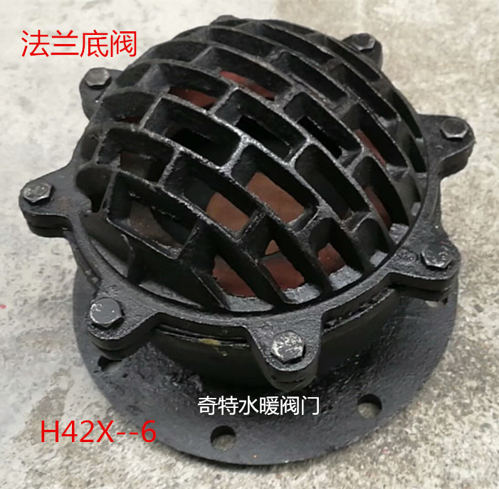 H42X -6法兰底阀 水泵头 水泵花篮 抽水吸水底阀 污水处理底阀