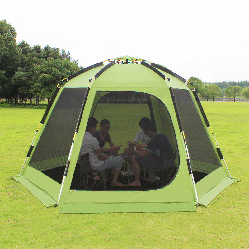 Hexagonal tent outdoor camping thickening automatic speed open field 5-8 people camping equipment anti-storm tent tent