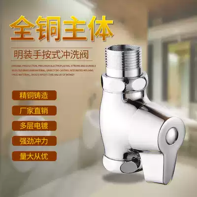 All copper squatting toilet flush valve quick-open dressing room toilet big urinal flush valve door squat switch