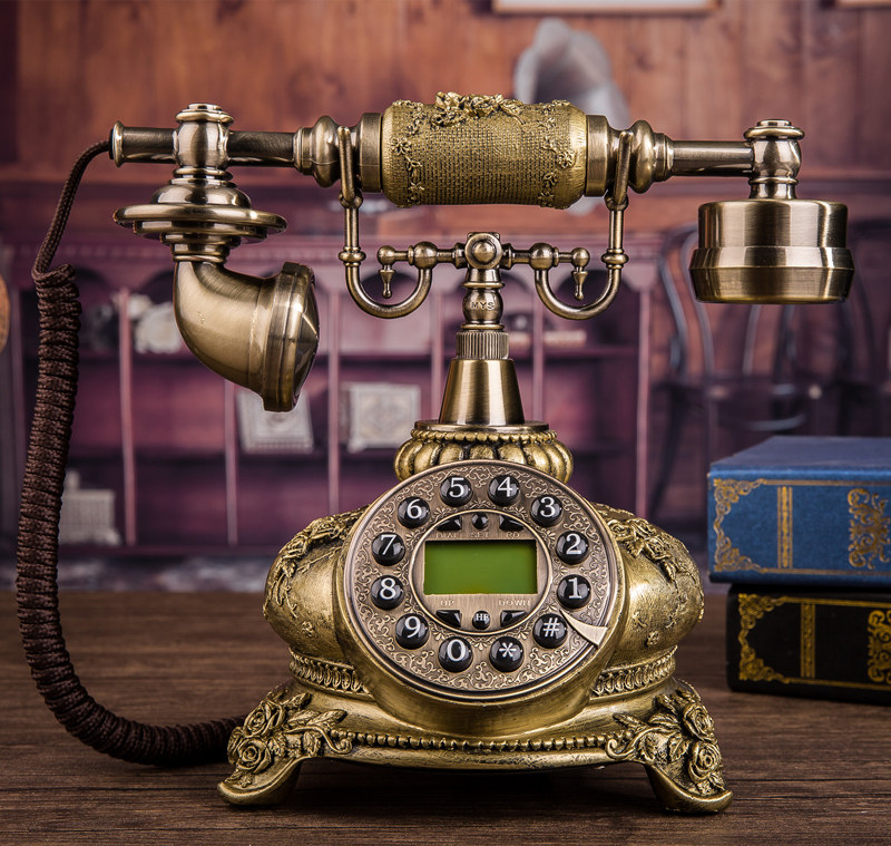 Pleasant Flags Imitation Ancient Eu Style Telephone Rotating Disc Retro Fashion Creative Telephone Home Wired Telephone Landline Telephone