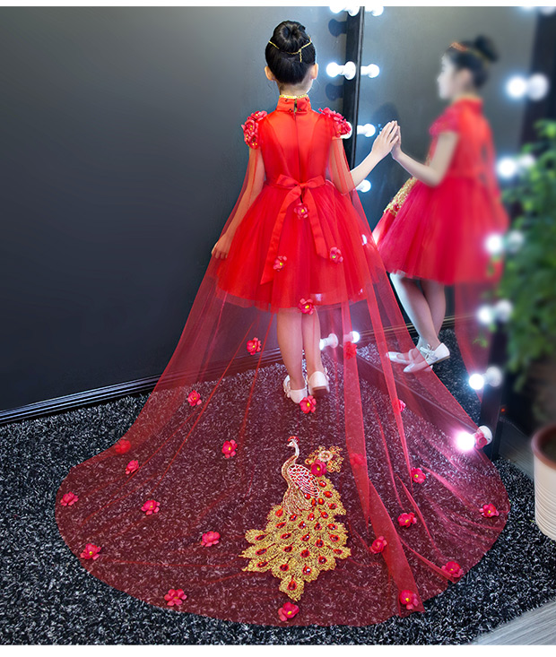 Đầm trẻ em công chúa váy mùa hè cô bé người mẫu catwalk show đuôi cô gái chủ nhà trang phục piano phong cách Trung Quốc - Váy trẻ em đầm công chúa cho bé 1 tuoi