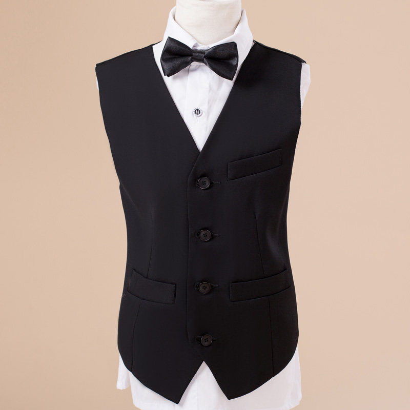 Children's waistcoat vest boy plaid gown suit black waistcoat Fancy Boy Dress Boy Performance Costumes Spring Summer
