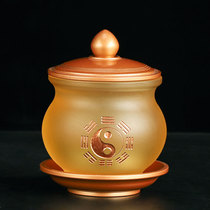 Pure Copper Glass Water Supply Cup Taiji Bagua Water Purification Cup Household Sacred Water Cup Taoist Statue Sanshui Cup