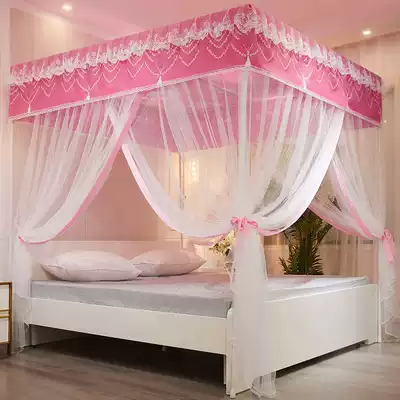 Mosquito net 1 8m bed Palace mosquito net floor-to-ceiling household anti-mosquito Korean three-door pink 1 5m bed Princess style
