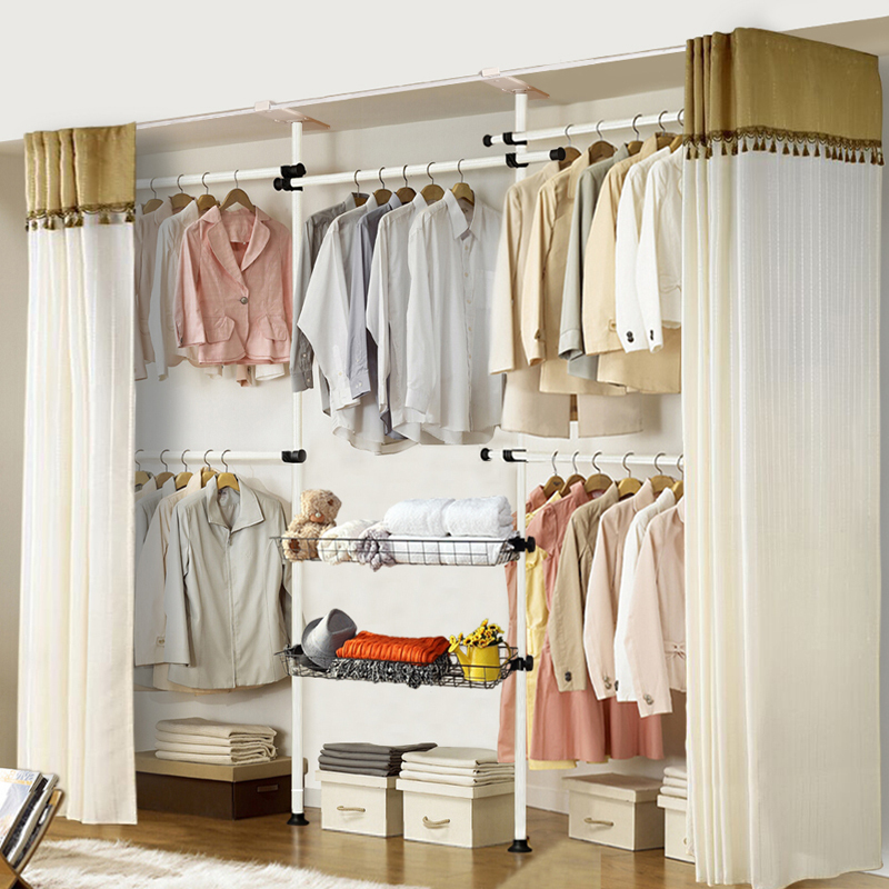 Creative Floor-Standing Coat Rack for Bedroom, Simple Clothes Rack, Multifunctional Combination Clothes Rack, Steel Frame, Sturdy