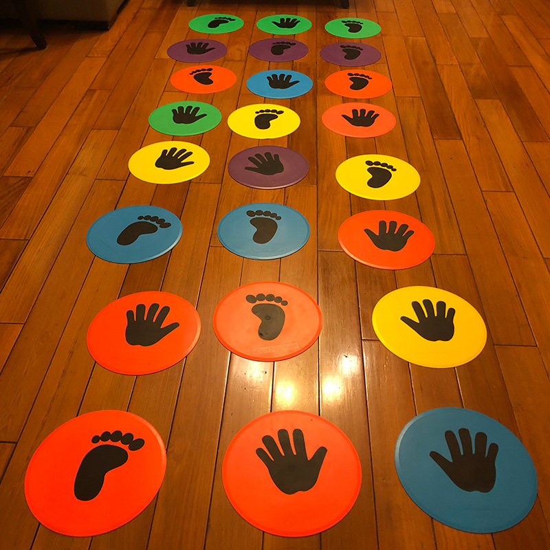 Hopscotch props kindergarten outdoor sports indoor pace children's sensory system training hand and foot logo disc jumping grid