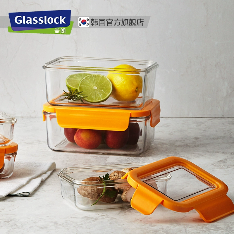 Glasslock nhập khẩu kính cường lực giòn hộp lò vi sóng lò ăn trưa hộp đa năng nắp hộp bento - Hộp cơm điện sưởi ấm