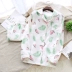 Bộ đồ ngủ cotton gạc Nhật Bản dành cho phụ nữ mùa xuân và mùa thu dài tay mùa hè cotton mỏng phần dễ thương phục vụ tại nhà bộ đồ hai mảnh - Giống cái