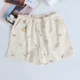 Bộ đồ ngủ cotton mùa hè của phụ nữ hai lớp gạc quần short cotton của phụ nữ rộng rãi cộng với kích thước quần ba phần tư phụ nữ quần đùi mặc nhà thông thường - Quần tây