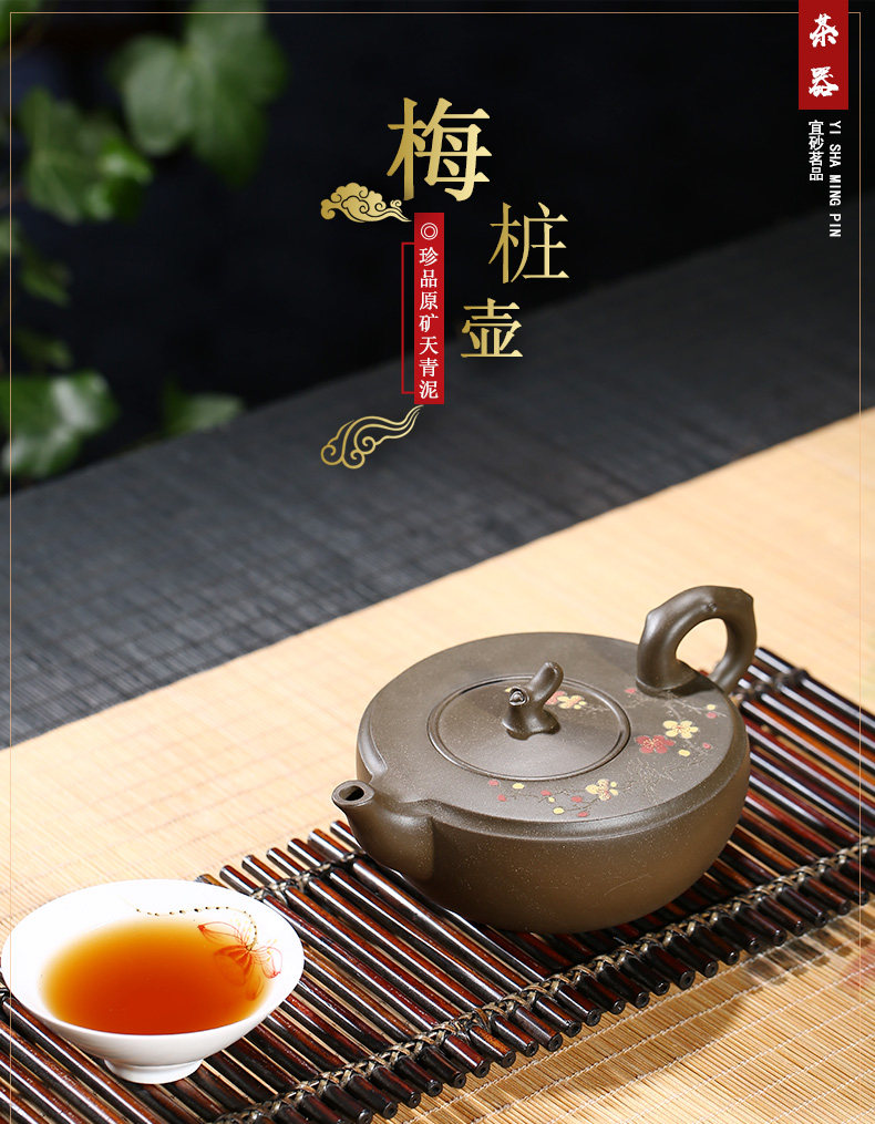 Zisha teapot master's pure handmade teapot family high-end authentic Yixing azure mud kungfu teapot set