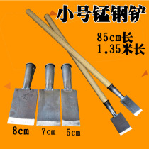 Small shovel manganese steel narrow shovel knife lengthened wooden handle small sharp flat head steel ice and snow cement shovel cleaning shovel Wall