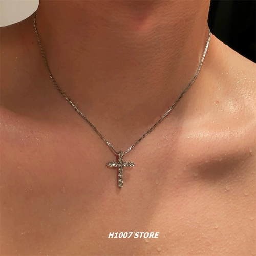 Ожерелье со змеиной костью и бриллиантовым крестом для мальчиков, нишевый дизайн в стиле хип-хоп, высококачественное ожерелье с холодной ключицей в парном стиле