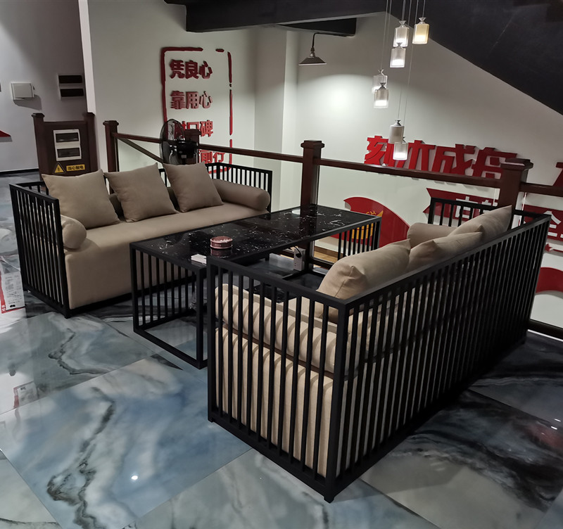 Chinese Light Lavish Milk Tea Shop With Table And Chairs Combined Sales Floor Lounge Hotel Lobby Lounge Guests Negotiate Iron Sofa Booth 