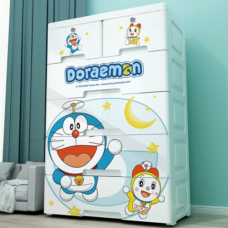 Doraemon Extra large storage box box drawer type plastic clothes locker Home tidying box storage cabinet storage cabinet