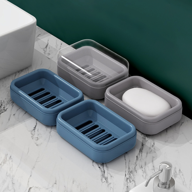Bathroom with lid soap box rack creative drainage double layer cute double deck travel portable large personality shelf