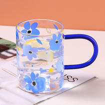 Baijie glass hot flower cup juice cup Mark cup office teacup cup cup cup huge handcup color cup