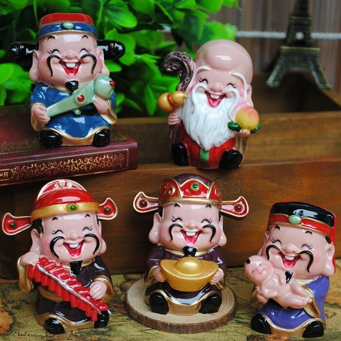 God of Wealth Jin Yuanbao Lucky New Year Spring Festival Festival Auto Resin Ornament Immortal Flower Glass Cover Accessories