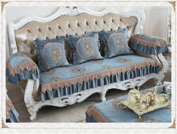 Sofa phong cách châu Âu bốn mùa sang trọng vải chống trượt sofa da đệm chenille sofa bìa sofa bao gồm đầy đủ - Ghế đệm / đệm Sofa làm đệm ghế gỗ