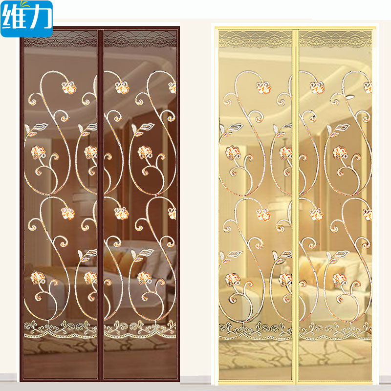 Anti-mosquito curtain magnetic screen door Anti-mosquito door Dust-proof anti-mosquito screen door Self-priming curtain magnetic screen door Household embroidery