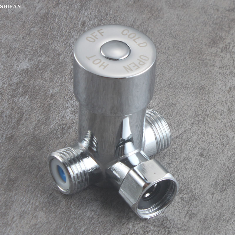 All copper hot and cold conversion valve foot valve single cold and hot conversion three-way valve hot water conversion valve switch