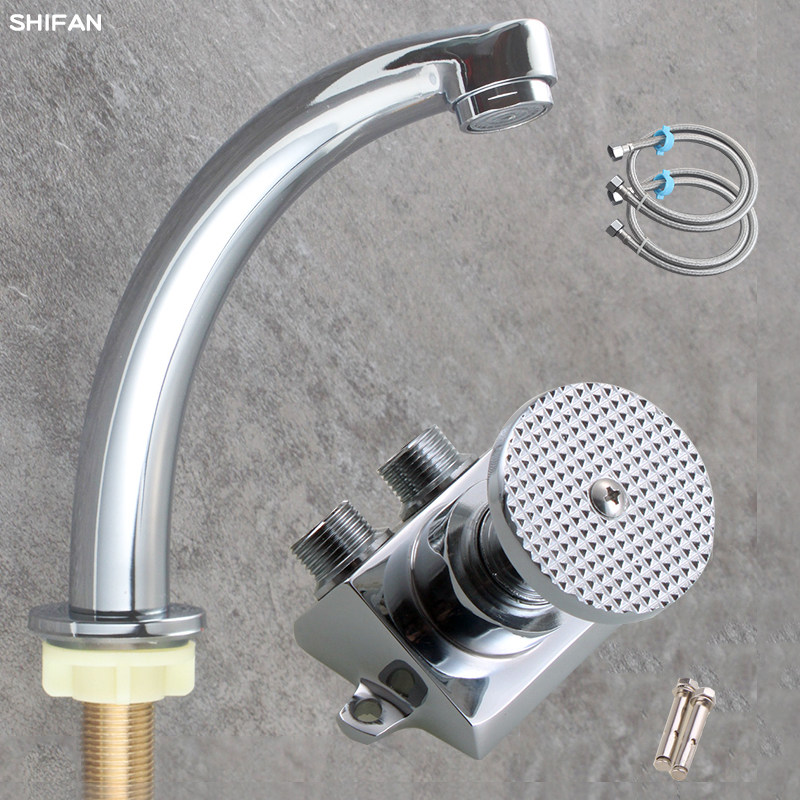 Hospital full copper foot valve oblique foot switch thickened medical all copper foot valve washbasin faucet