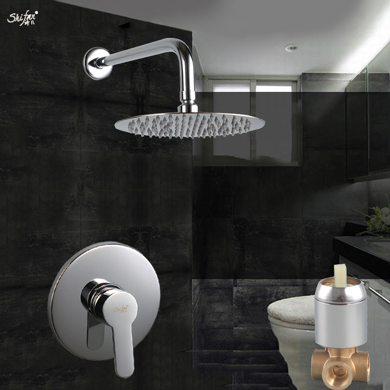 Full copper concealed shower shower kit Entrance Wall Shower hot and cold Hide shower Hybrid Valve Embedded dark hide