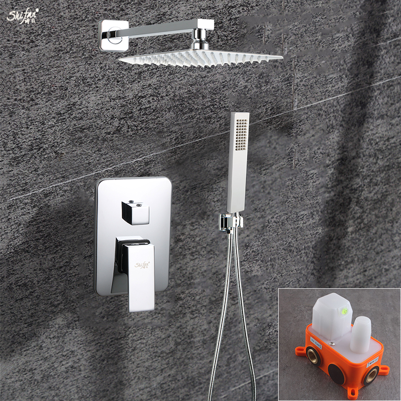 All copper concealed shower head embedded shower set dual-function shower head set into the wall hidden