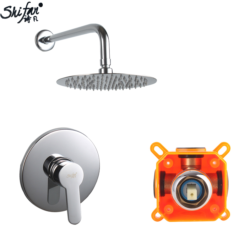 Shifan hot and cold pre-buried full copper shower set hidden hidden shower faucet round concealed shower shower