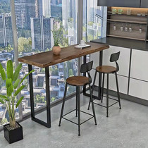 Solid wood bar table home living room partition American high table against the wall balcony narrow table Nordic bar table and chairs by the window