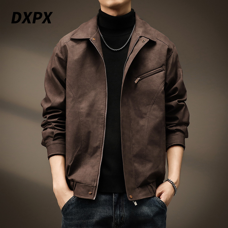 Dxpx Brand Counter American Retro Batik Cotton-Padded Leather Jacket Men's Autumn Biker Loose Lapel Coat