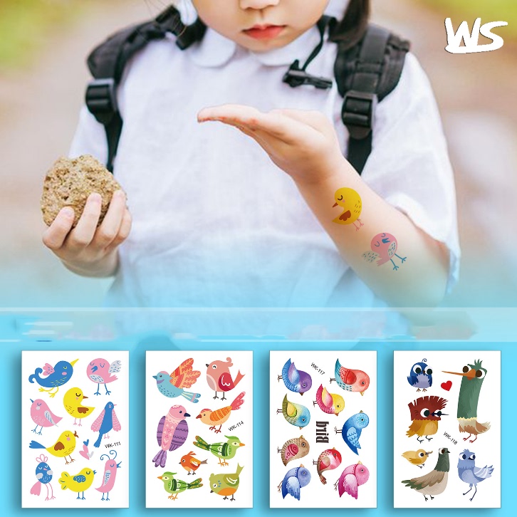 Xiaoshuangjia. Children's Cartoon Various Birds and Cute Little Birds Temporary Tattoo Mini Stickers, Multiple Designs