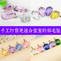 Luxury baby fetal hair souvenir diy fetal hair pendant Newborn gift Fuwang auspicious colored crystal pendant