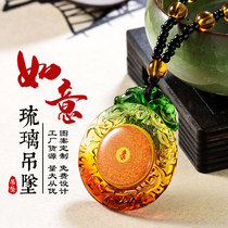 Glass Shurangama mantra Pendant Pendant Knot six-character truth jewelry Mens and womens necklaces