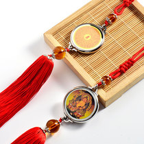 Net red Titanium Steel Buddha Earbuds Hanging Yellow Chaise and Rigor Mantra Car Pendant Hanging Accessories Car Customizable method will tie the knot